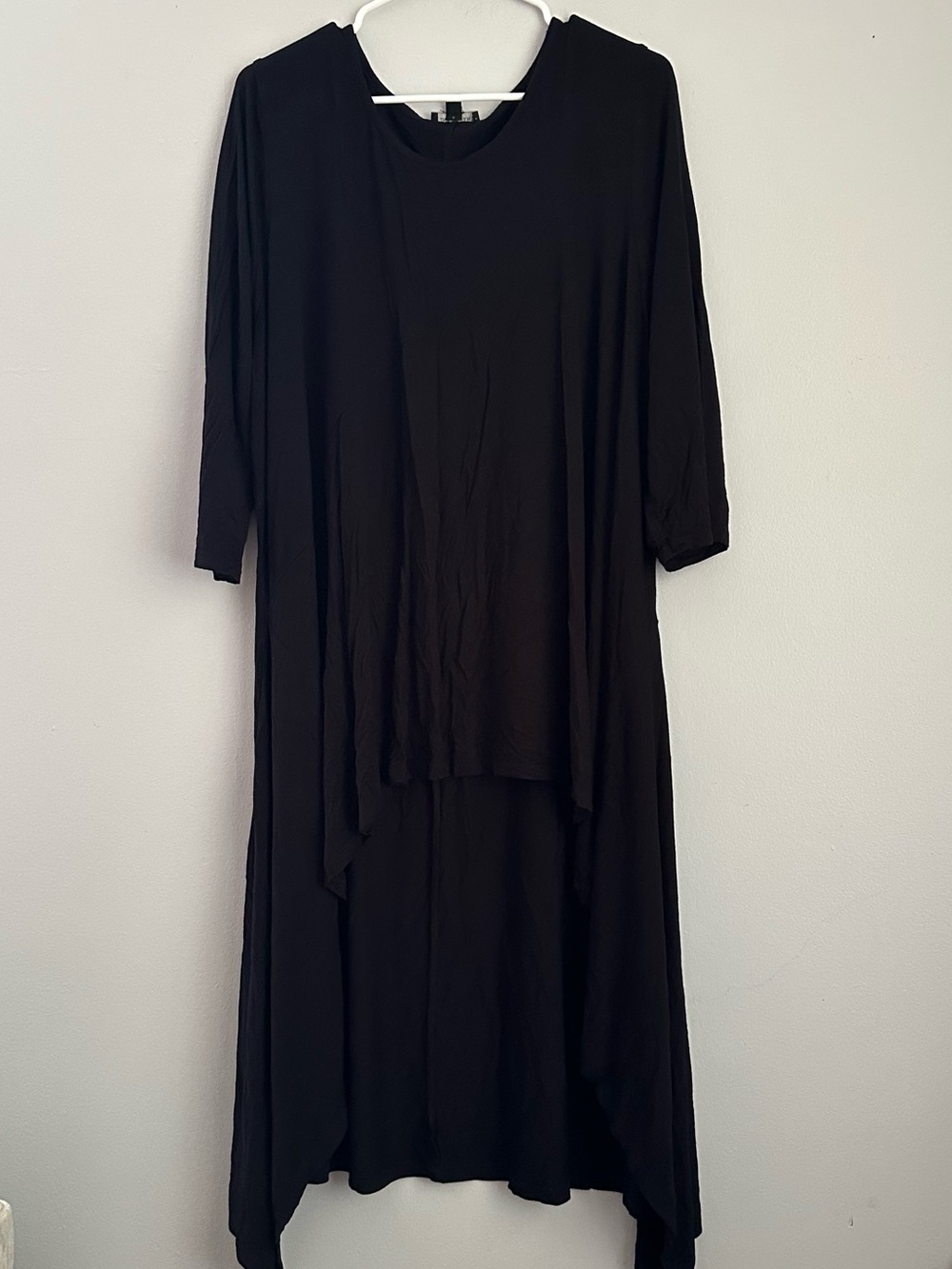 Lane Bryant 22/24 3x hi-low tunic length top black 3/4 long sleeve fall witchy